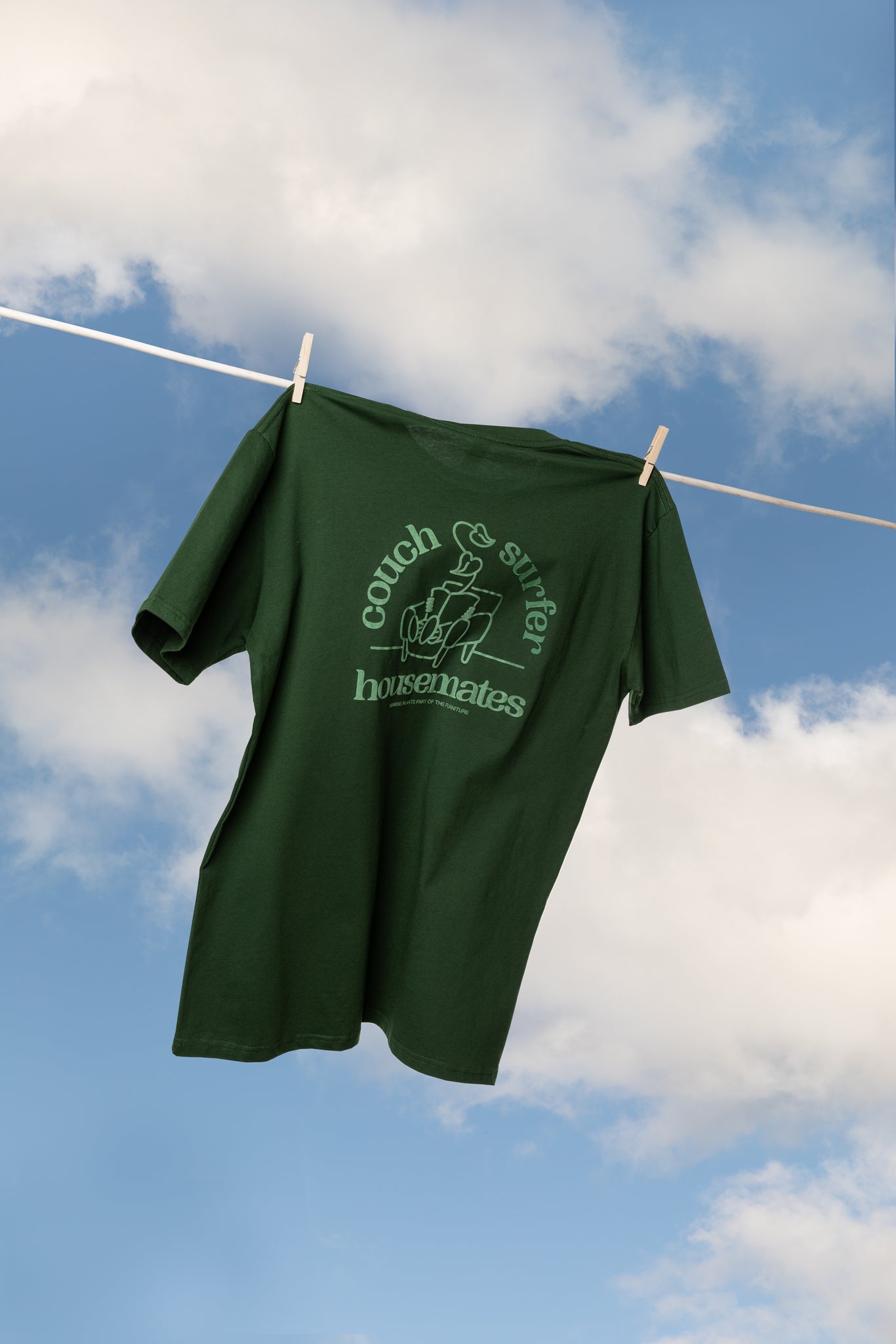 Housemates Tee - 'Couch Surfer'  Forest Green
