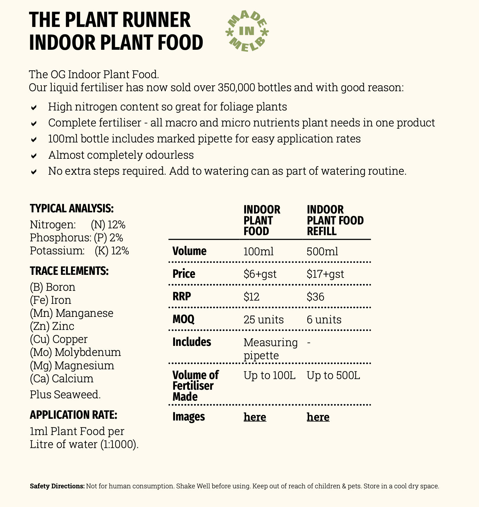 The Plant Runner Indoor Plant Food